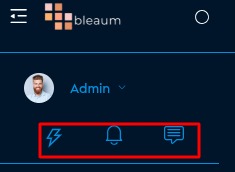 Lightning bolt, bell, and chat icons