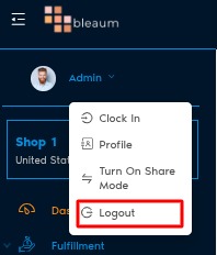 Logout option in dropdown
